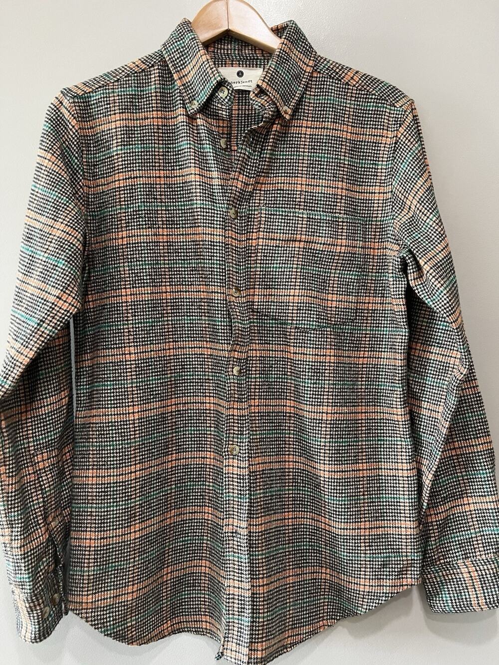 Anerkjendt Denmark Shirt Flannel Long sleeve Multicolor houndstooth Preppy Sz- S